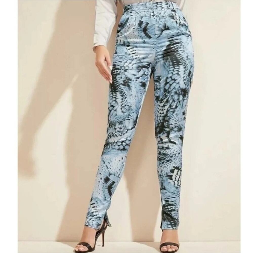 E Marciano Guess Pants Fantasy Flight Blue Size 4 NWT Butterfly Wings Satin Silk